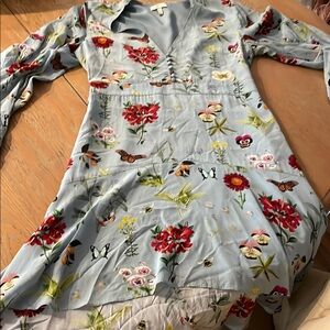 Floral Print Blue Dress